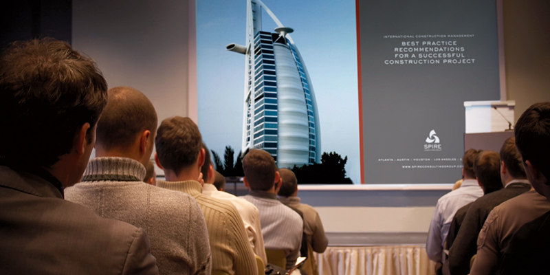 Spire’s experts lead a two-day seminar on “International Construction Cost Management” to an audience of construction professionals in the Middle East